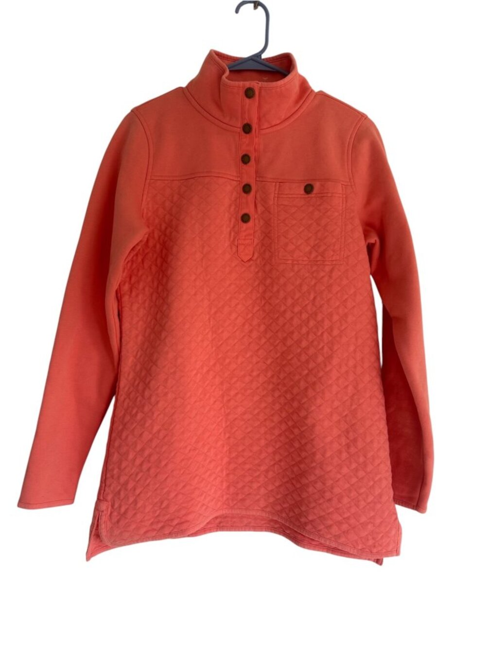 LLBean Quilted Sweatshirt Women Small Cotton Mock Neck Outdoor Gorpcore Camping